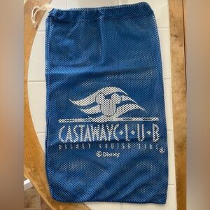 New Disney Cruise Line Castaway Club Blue Mesh Drawstring Cinch Sack